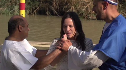 Baptism in Jordan River Stock Footage 37848827