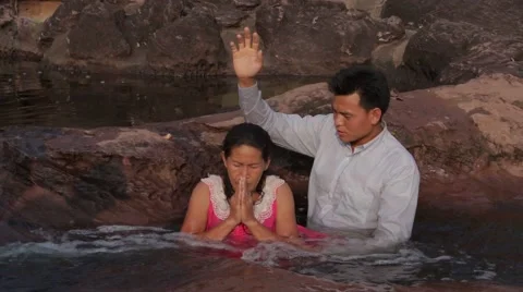 Baptism in Nature Stock Footage 40073036