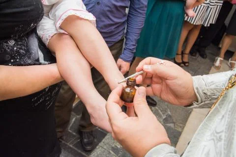 Baptism of a small child Foto stock