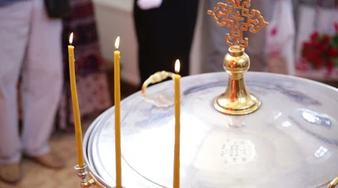 Baptism. Three candles Stock Footage 68177813