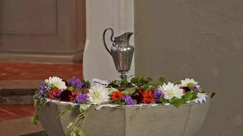 Baptismal font Stock Footage 71037444