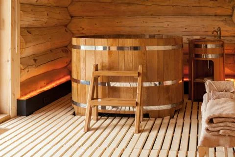 Baptismal font in the sauna Stock Photos