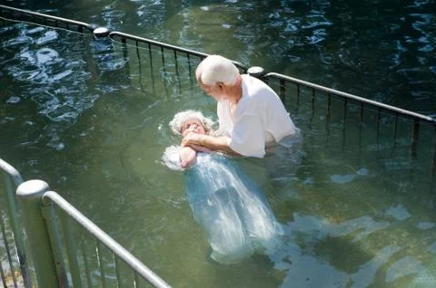 Baptized in Jordan river Stock Photos