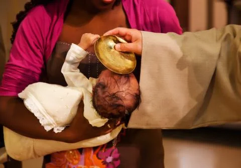 Baptizing of baby Stock Photos