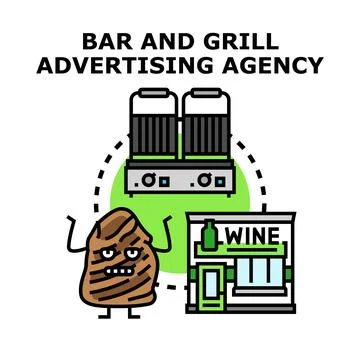 Bar and grill advertising agency business concept Stock Illustration