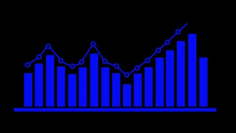 Bar and Line Graph Animation on Black Background, A Business bar and line g.. Stock Footage 304249120