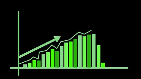 Bar and Line Graph Showing Upward Trends, A bar and line graph on a black b.. Stock Footage 304251877