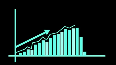 Bar and Line Graph Showing Upward Trends, A bar and line graph on a black b.. Video stock 304251889