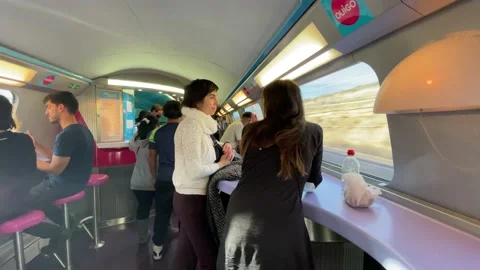 Bar area on Bullet Train, Madrid Video stock 223408255