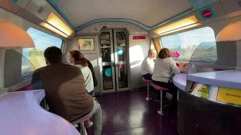 Bar area on Bullet Train, Madrid 스톡 동영상 223408284