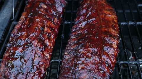 Bar-B-Q BBQ Ribs on the Grill 库存影片 38524762