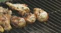 Bar-B-Q Chicken on the grill paning left clip 6 HD Footage