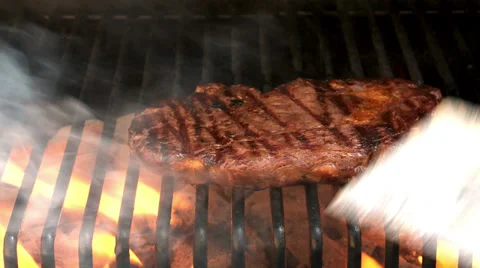Bar-b-q rib eye steak, food Vídeos de archivo 28497100