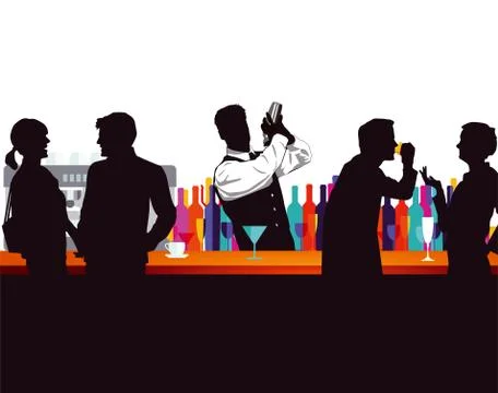 Bar with bartender, cocktail mix Stock Illustration