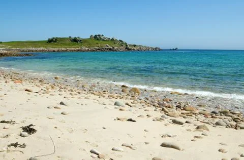 Bar beach between st. agnes and gugh, isles of scilly. Stock Photos