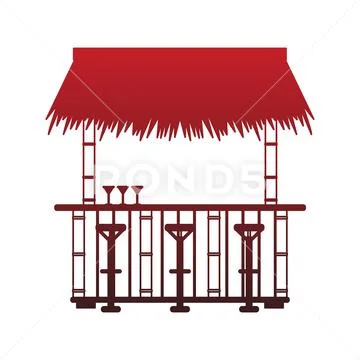 Bar beach kiosk red lines ~ Clip Art ~ Download #109141795