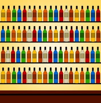Bar bottles Illustrazione stock