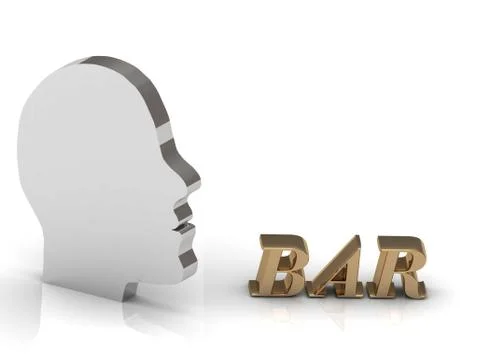 BAR bright color letters and silver head mind on a white background Stock Illustration