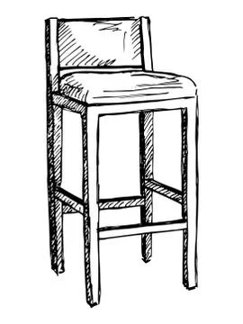 Bar chair isolate on white background. Vector illustration in a sketch style. Stock Illustration