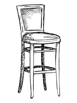 Bar chair isolate on white background. Vector illustration in a sketch style. Stock Illustration