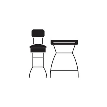 Bar chairs black vector concept icon. Bar chairs flat illustration, sign Stock Illustration