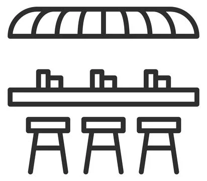 Bar with chairs line icon. Cafe or restaurant indoor Stock Illustration
