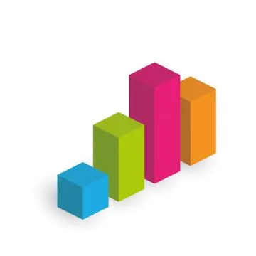 Bar chart of 4 columns. 3D isometric colorful vector graph Stock Illustration