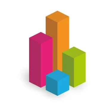 Bar chart of 4 columns. 3D isometric colorful vector graph Stock Illustration