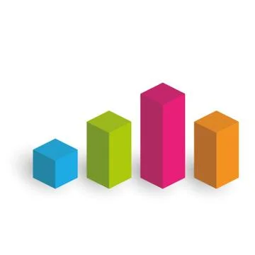 Bar chart of 4 columns. 3D isometric colorful vector graph Stock Illustration