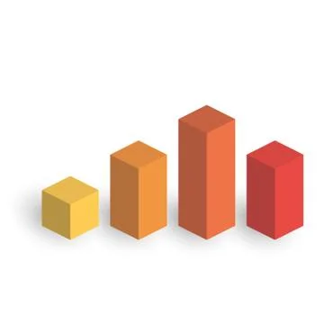 Bar chart of 4 growing columns. 3D isometric colorful vector graph Stock Illustration