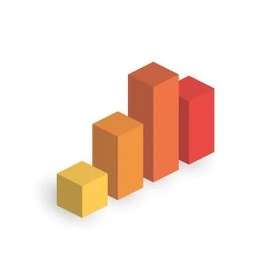 Bar chart of 4 growing columns. 3D isometric colorful vector graph Stock Illustration