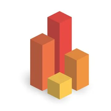 Bar chart of 4 growing columns. 3D isometric colorful vector graph Illustrazione stock