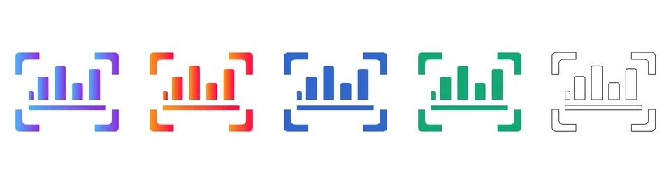 Bar Chart Analytics Focus Icons Set Stock Illustration