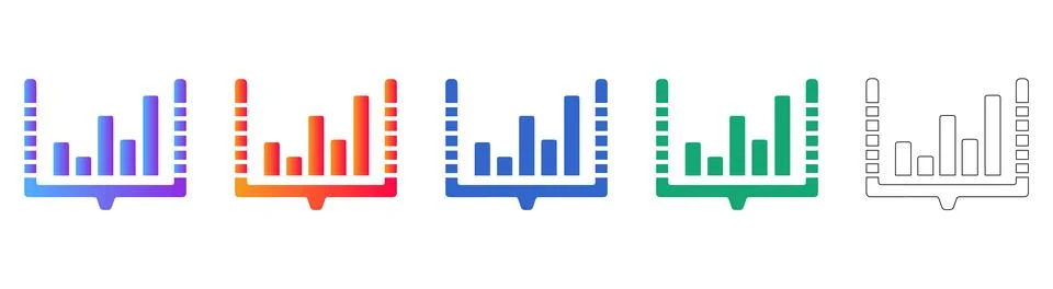 Bar Chart Analytics Icon Set Stock Illustration