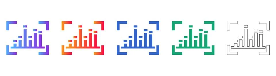 Bar Chart Analytics Icon Set Illustrazione stock