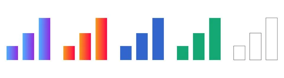Bar Chart Analytics Icons in Colorful and Outline Styles Stock Illustration