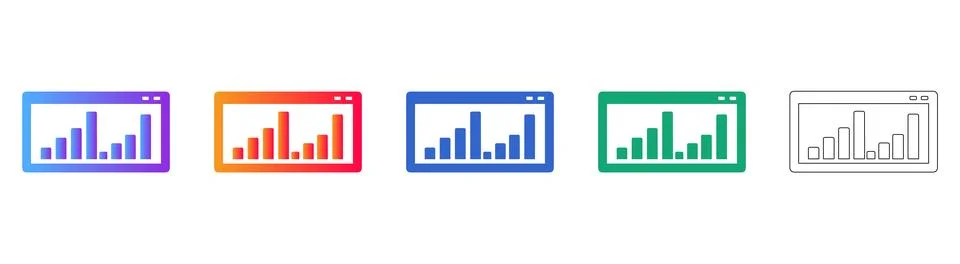 Bar Chart Analytics Icons Illustrazione stock