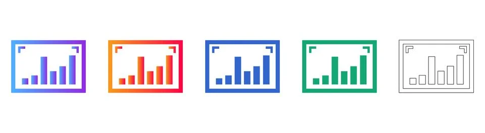 Bar Chart Analytics Icons Set Stock Illustration