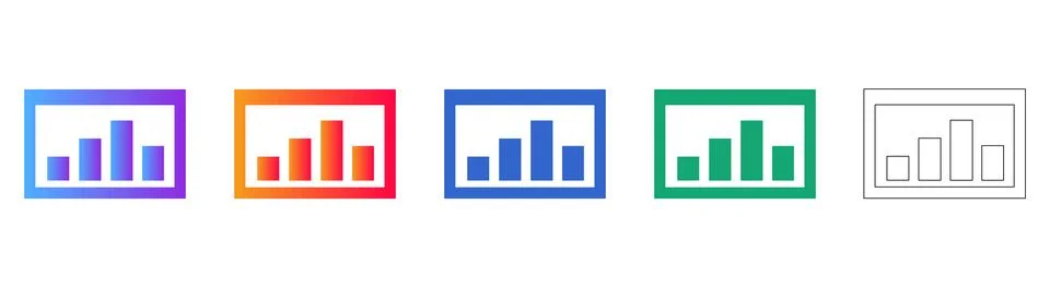 Bar Chart Analytics Icons Set Stock Illustration