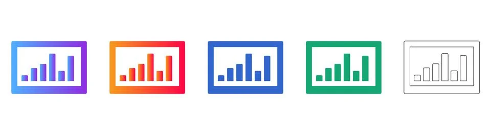 Bar Chart Analytics Icons Set Stockillustratie