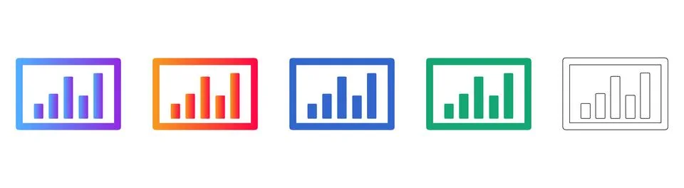 Bar Chart Analytics Interface Icons 스톡 일러스트
