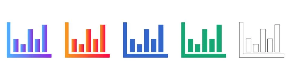 Bar Chart Analytics UI Icon Set Illustrazione stock