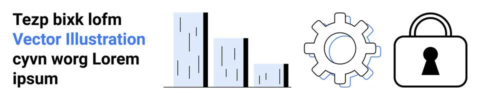 Bar chart analyzing data progress, gearwheel symbolizing technology and tools 库存插图