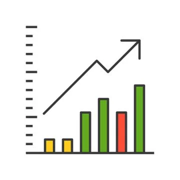 Bar chart and arrow icon, company or business growing concept, editable strok Illustrazione stock