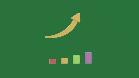 With bar chart and banana an arrow pointing upward screen cartoonish Stock Footage 335980954