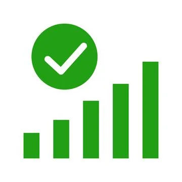 Bar chart and check mark icons. Business success. Vectors. Stock Illustration