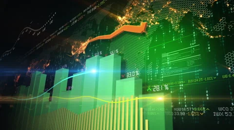 Bar chart and global map Stock Footage 59597128