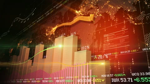 Bar chart and global map Stock Footage 59597678