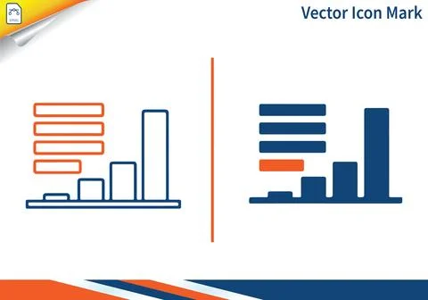 Bar chart and horizontal graph icons for data visualization. Illustrazione stock