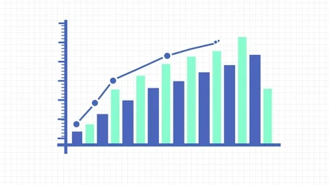 Bar Chart and Line Graph with Data Visualization on a Grid animation Backgr.. Stock Footage 321789299